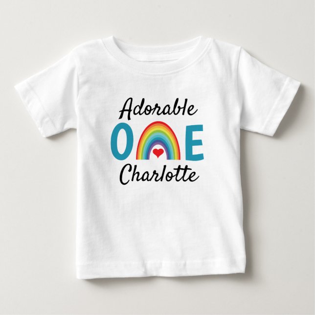 Camiseta De Bebé Adorable con arcoiris y corazón (Anverso)