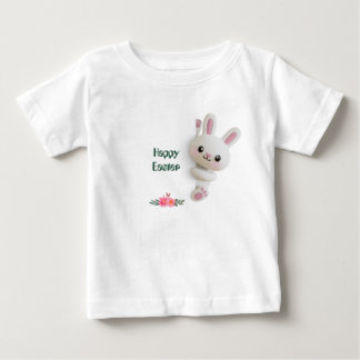 Camiseta De Bebé Adorable conejito 3D curioso con Pascua editable