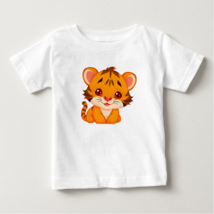 Camiseta De Bebé Adorable cría de tigre de dibujos animados sentada