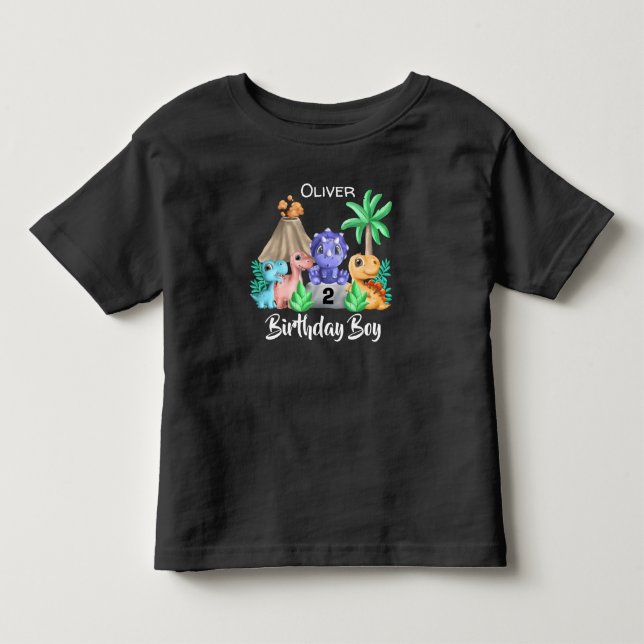 Camiseta de bebé adorable dinosaurios cumpleaños (Anverso)