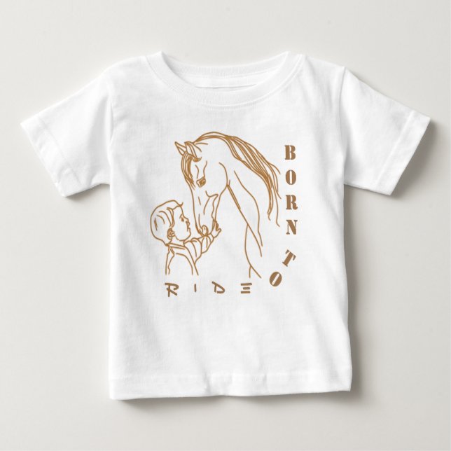 Camiseta De Bebé Adorable diseño de bebés y caballos - Nacido para  (Anverso)