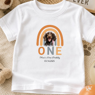 Camiseta De Bebé Adorable Dog Arcoiris acuarela Primer Fiesta de cu