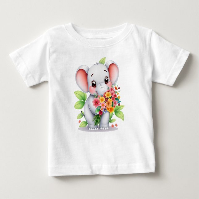Camiseta De Bebé Adorable Elephant Bouquet Baby & Kids T-Shirt (Anverso)