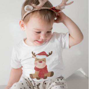 Camiseta De Bebé Adorable Feliz Navidad Reno