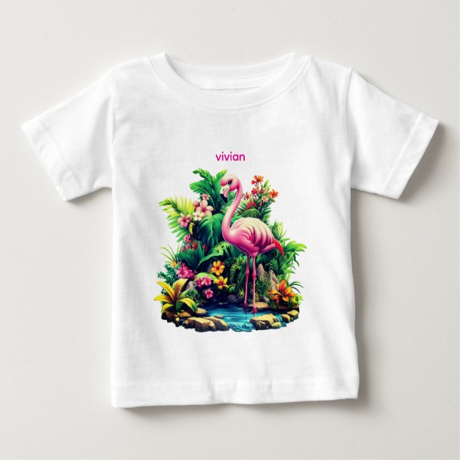 Camiseta De Bebé Adorable Flamenco Personalizado para Bebé  (Anverso)