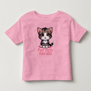 Camiseta De Bebé Adorable Gatito Chibi Kawaii Perfectamente en Rosa