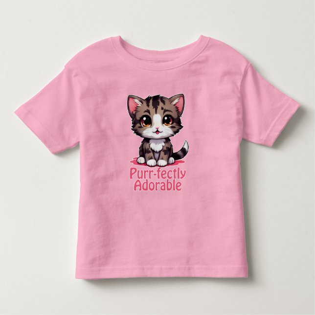 Camiseta De Bebé Adorable Gatito Chibi Kawaii Perfectamente Rosado (Anverso)