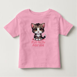 Camiseta De Bebé Adorable Gatito Chibi Kawaii Rosa Perfectamente Di