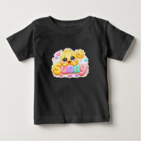 Adorable Kawaii Pollito Soleado Nombre Pastel Rosa