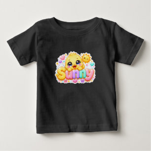 Camiseta De Bebé Adorable Kawaii Pollito Soleado Nombre Pastel Rosa