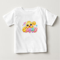 Adorable Kawaii Pollito Soleado Nombre Pastel Rosa