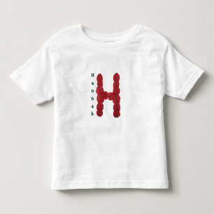 Camiseta De Bebé Adorable Monograma H de Letra Rosa Hecha a Mano