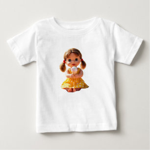 Camiseta De Bebé Adorable Muñeca Disfrutando De La Crema De Hielo B