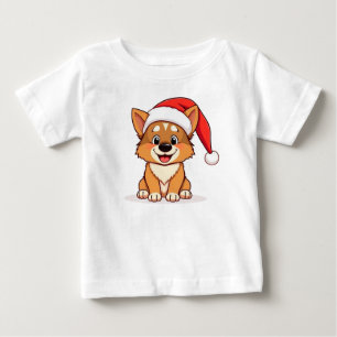 Camiseta De Bebé Adorable perro de dibujos animados de Navidad