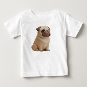 Camiseta De Bebé Adorable personaje de perro pug estilizado en 3D