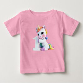 Camiseta De Bebé Adorable Rainbow Unicorn