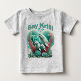 Camiseta De Bebé Adorable retrato "Say Krill" de la familia de ball
