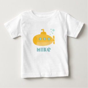 Camiseta De Bebé Adorable submarino amarillo sumergido bajo el agua