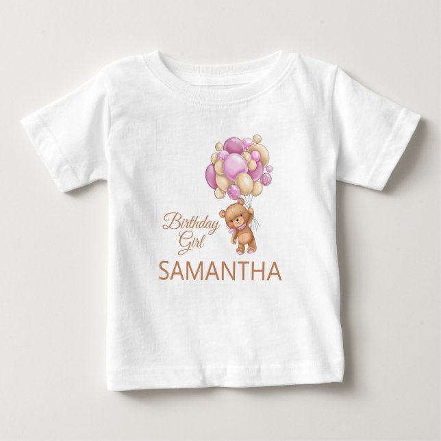 Camiseta De Bebé Adorable Teddy Bear Rosa (Anverso)