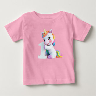 Camiseta De Bebé Adorable Unicornio de Arcoíris Fantasía Mágica 