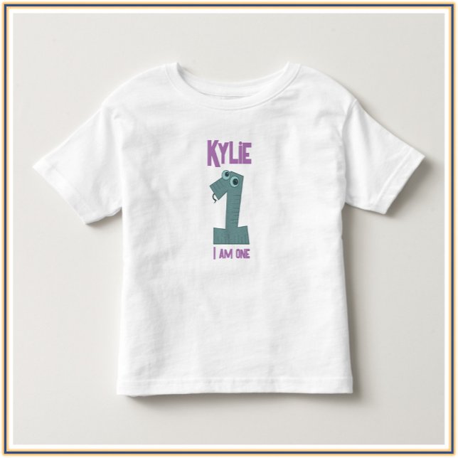 Camiseta De Bebé Adorable Verde azulado y morado SOY UNO (Subido por el creador)