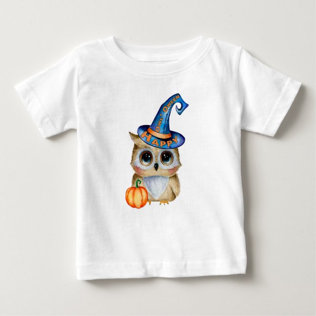 Camiseta De Bebé Adorablemente lindo feliz "Owl’Oween" (Anverso)