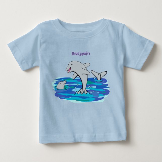 Camiseta De Bebé Adorables delfines felices ilustracion personaliza (Anverso)