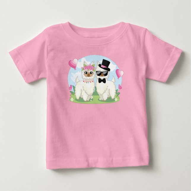 Camiseta De Bebé Adorables Llama Love Llama Couple T-Shirt (Anverso)