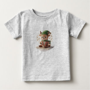 Camiseta De Bebé Adorno de Navidad de Reno Lindo Tocando Acordeón