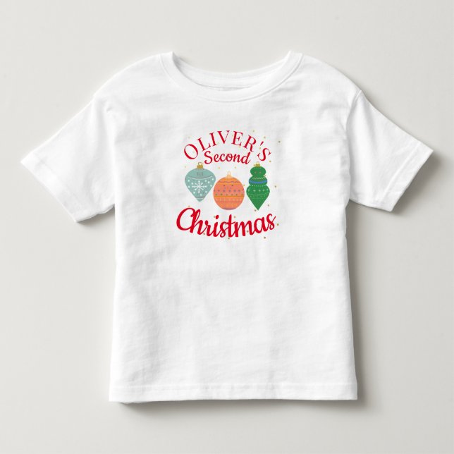 Camiseta De Bebé Adorno Kawaii Lindo Personalizado Segunda Navidad  (Anverso)