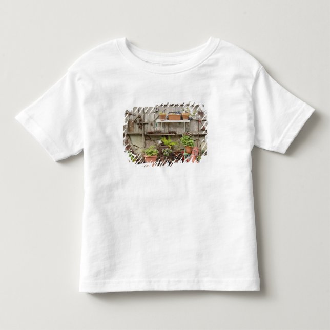 Camiseta De Bebé Adornos en cerca de madera, Isla Catalina, (Anverso)