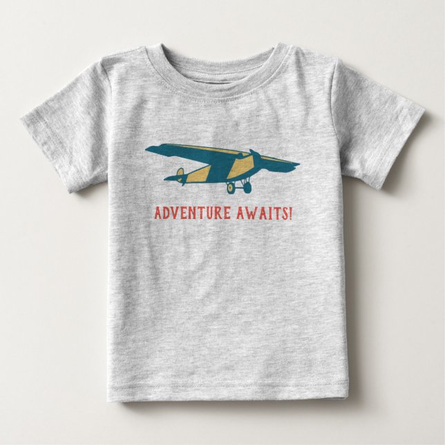 Camiseta De Bebé Adventure Awaits Vintage Plane (Anverso)