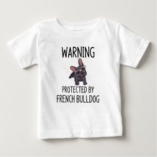Camiseta De Bebé Advertencia protegida por bulldog francés