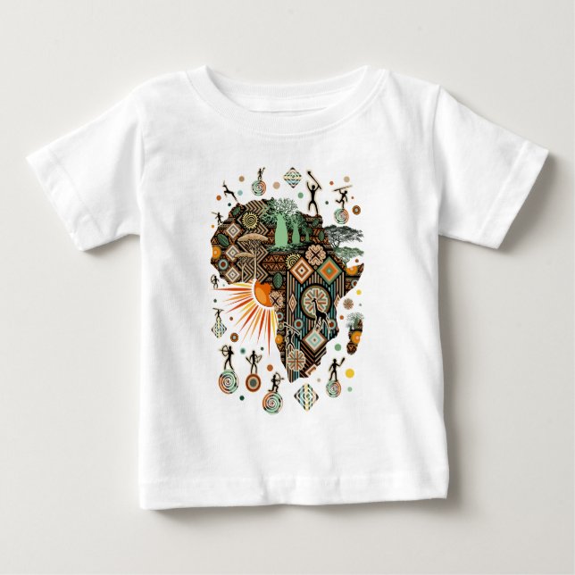 Camiseta De Bebé Africa Map Decorative Tribal Elements Pattern (Anverso)
