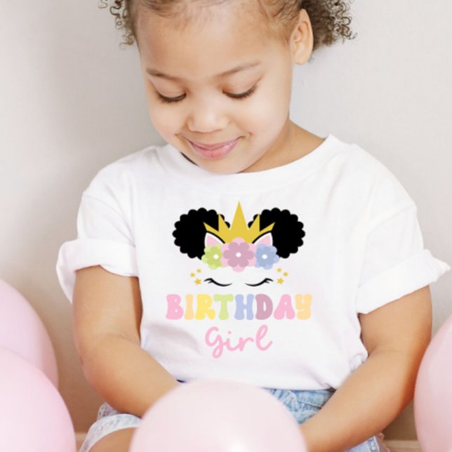 Camiseta De Bebé Afro Puff Unicornio Chica de cumpleaños equipo de  (Subido por el creador)