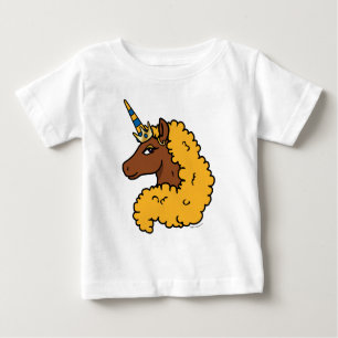 Camiseta De Bebé Afro Unicornio amarillo