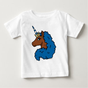 Camiseta De Bebé Afro unicornio azul