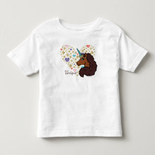 Camiseta De Bebé Afro Unicornio Diseño de Corazón Único