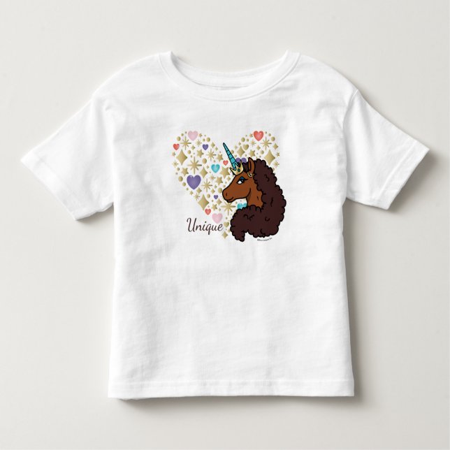 Camiseta De Bebé Afro Unicornio | Diseño Único de Corazón (Anverso)