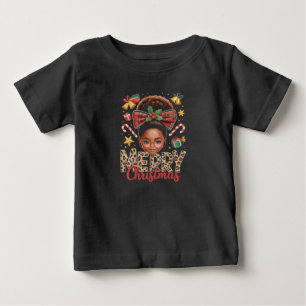 Camiseta De Bebé Afroamericana Navidad Moño Desordenado Mamá Negra