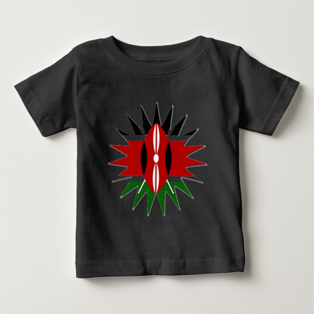 Camiseta De Bebé Agradable y vibrante patrón de bandera keniana: Un (Anverso)