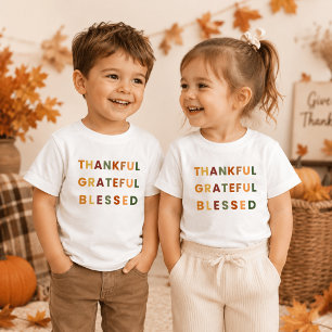 Camiseta De Bebé Agradecido Agradecida Bendecido – Colores de Otoño