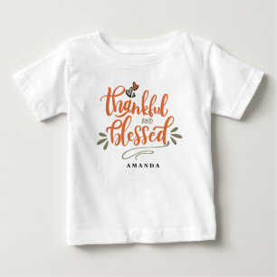 Camiseta De Bebé Agradecido y bendito nombre personalizado en acci