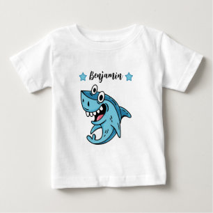 Camiseta De Bebé Agregar Nombre al Regalo de Cumpleaños de Tiburón 