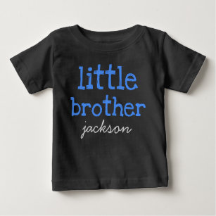 Camiseta De Bebé Agregar un nombre Texto azul Pequeño Hermano