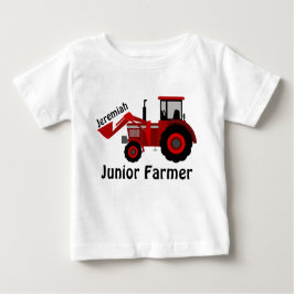 Camiseta De Bebé "Agricultor júnior" personalizado y Tractor Rojo