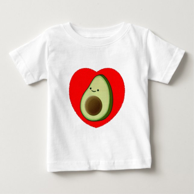 Camiseta De Bebé Aguacate lindo en el corazón rojo (Anverso)