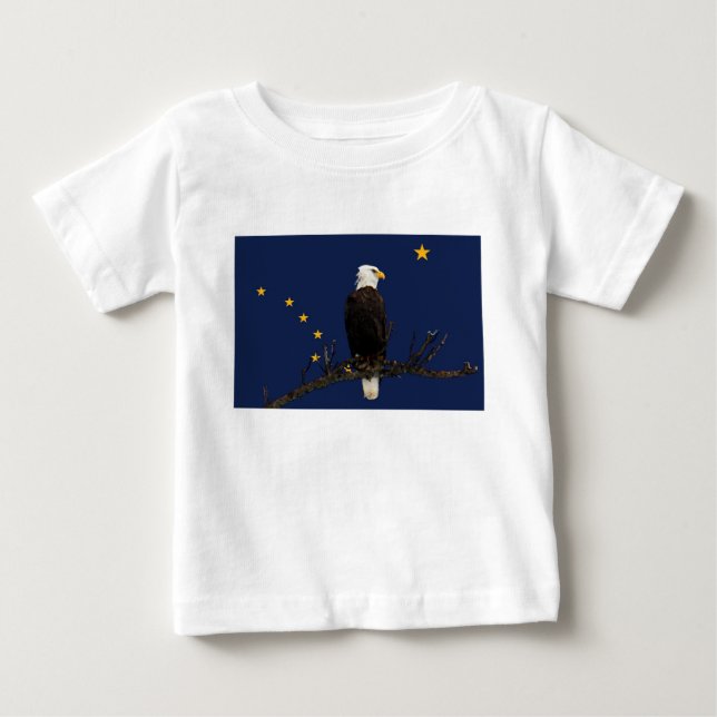 Camiseta De Bebé Águila Alaska Y Bandera (Anverso)