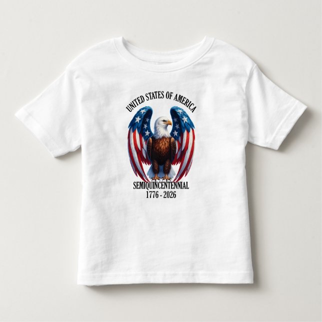 Camiseta De Bebé Águila americana con alas de la bandera 1776-2026 (Anverso)