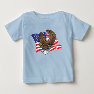 Camiseta De Bebé Águila calva y bandera estadounidense